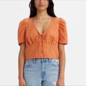 Levi’s Luisa Crop Top W Puff Sleeves and Buttons